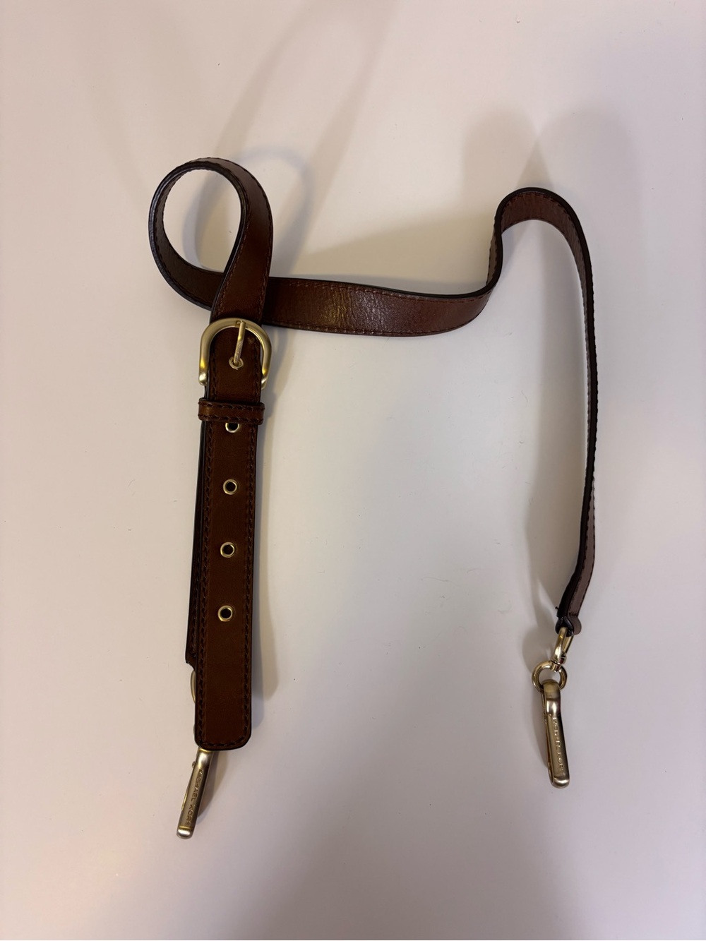 Michael Kors Brown Leather Adjustable Strap with Gold Hardware